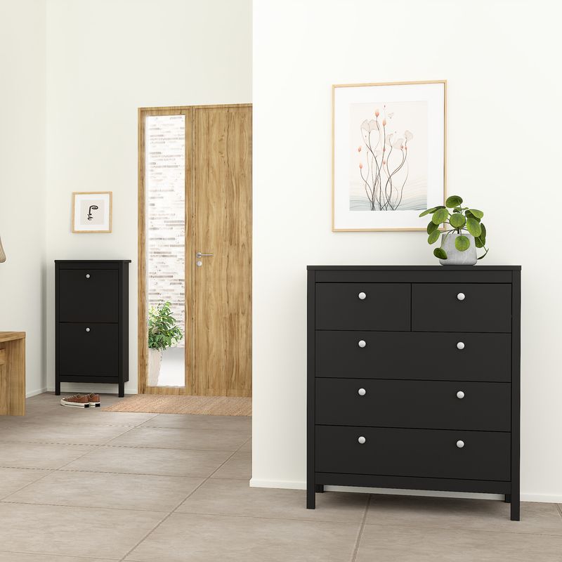 Madrid Package - Bedside Table 2 Drawers + Chest 5 Drawers + Wardrobe
