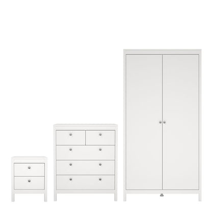 Madrid Package - Bedside Table 2 Drawers + Chest 5 Drawers + Wardrobe