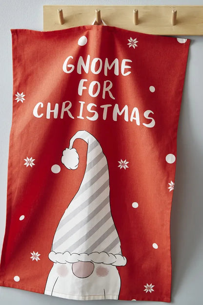 Catherine Lansfield Christmas Gnomes Cotton Kitchen Tea Towel Pack of 4