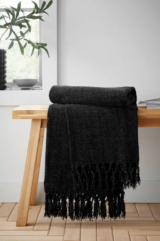 Catherine Lansfield Wilson Plain Chenille Blanket Throw