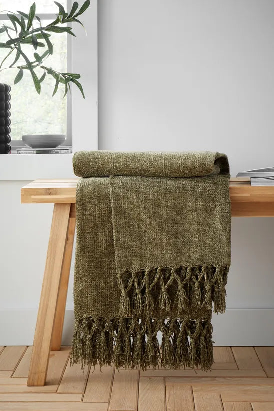 Catherine Lansfield Wilson Plain Chenille Blanket Throw