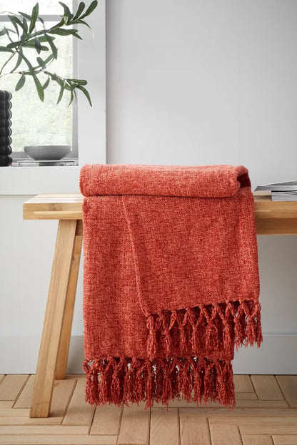 Catherine Lansfield Wilson Plain Chenille Blanket Throw