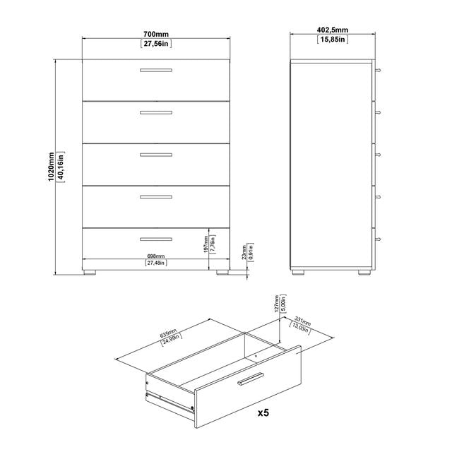 Pepe Chest of 5 Drawers