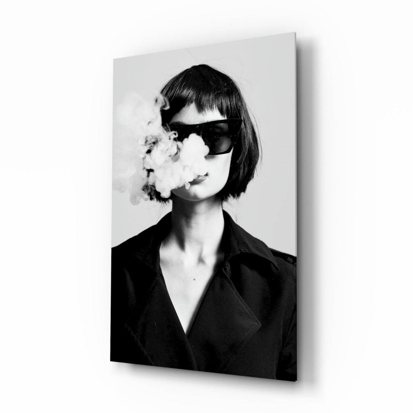 Black and White Woman Glass Wall Art