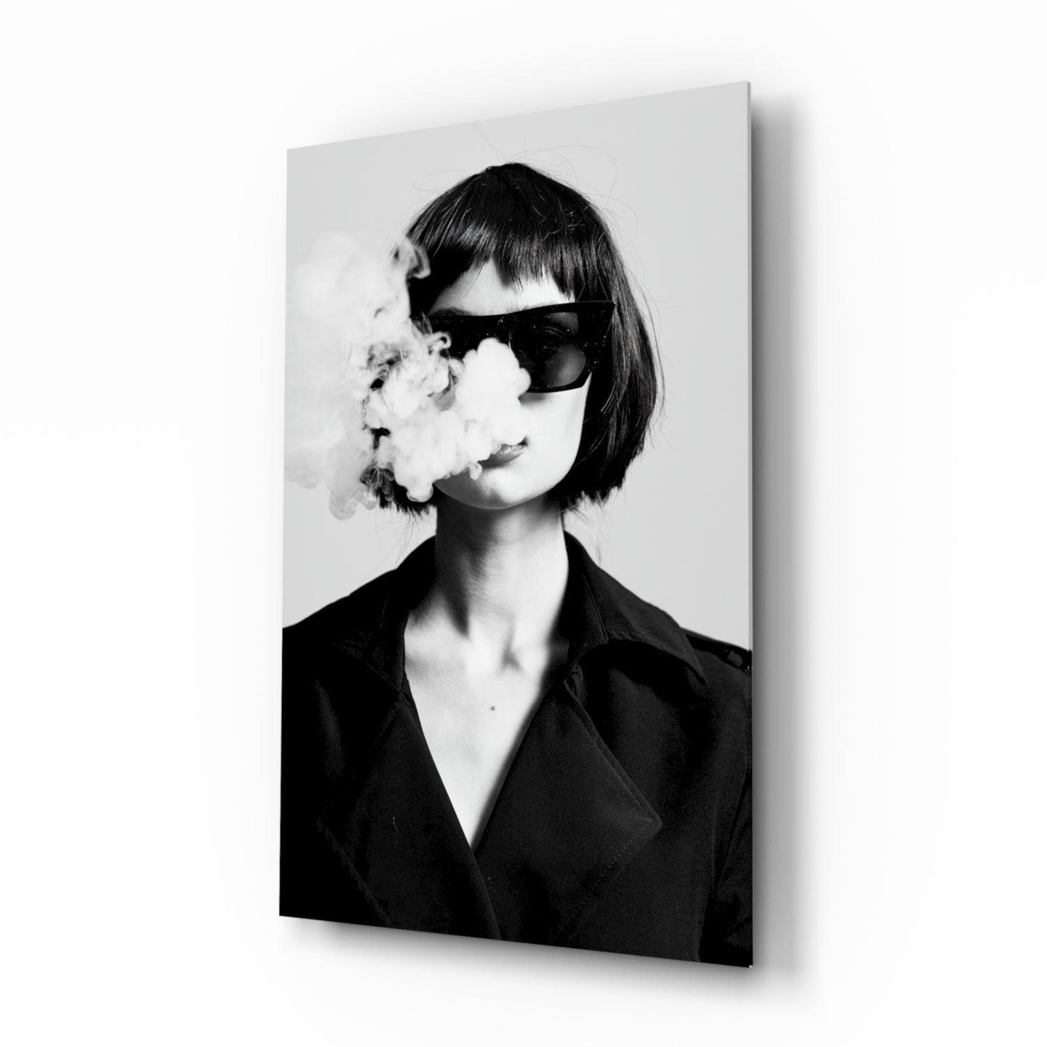 Black and White Woman Glass Wall Art