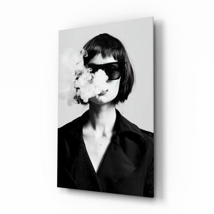 Black and White Woman Glass Wall Art