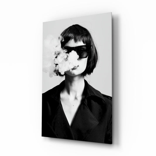 Black and White Woman Glass Wall Art