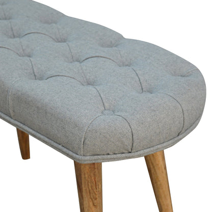 Deep Button Grey Tweed Bench