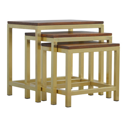 Chunky Gold Stool Set of 3