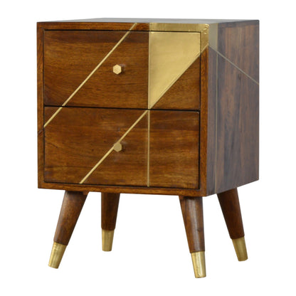 Gold Geometric Chestnut Bedside