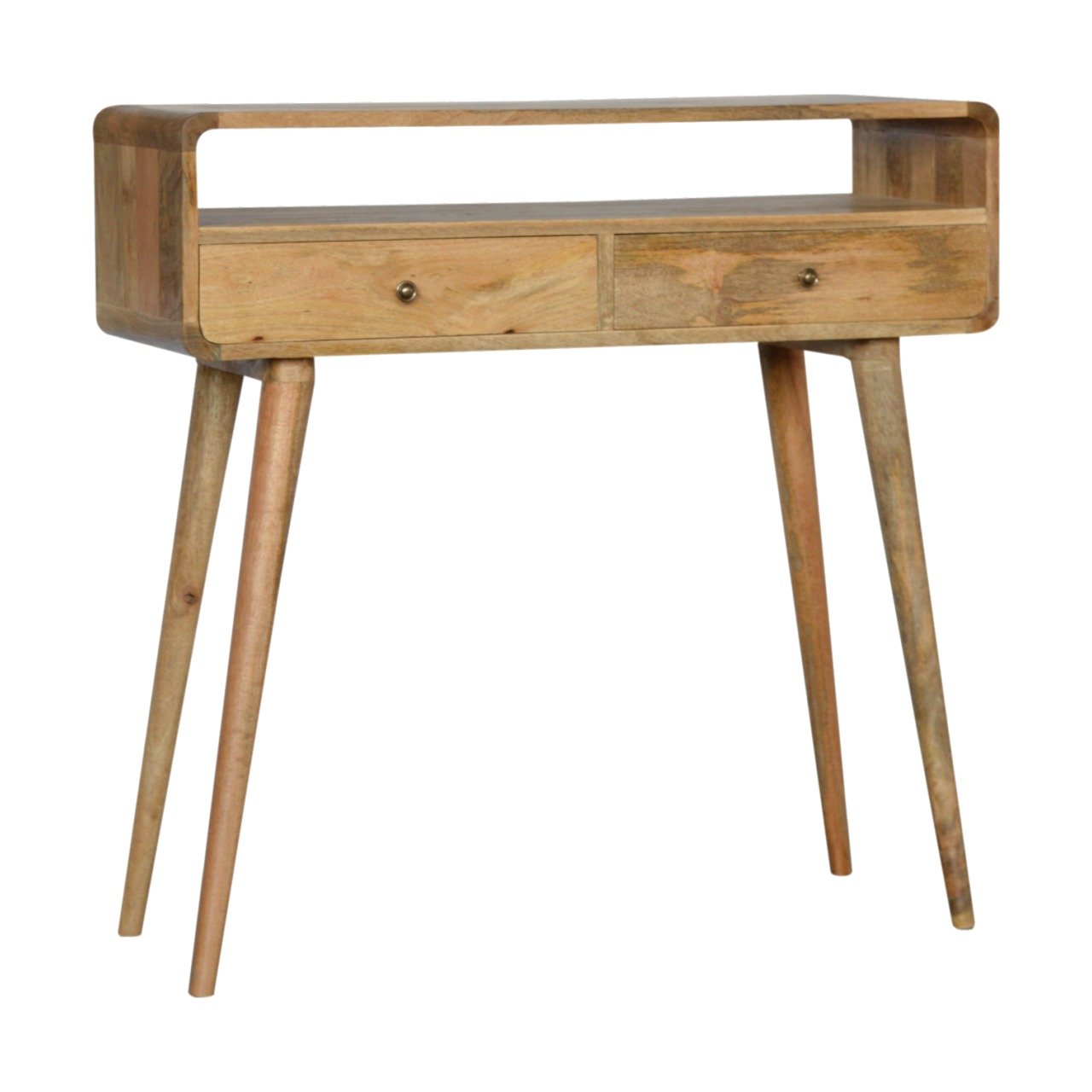 Curved Oak-ish Console Tables