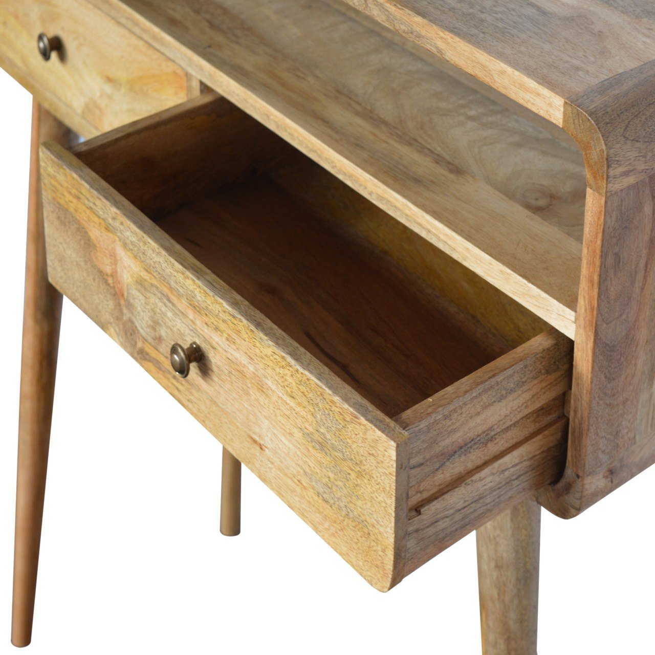 Curved Oak-ish Console Tables