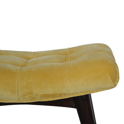 Mustard Cotton Velvet Curved Bench