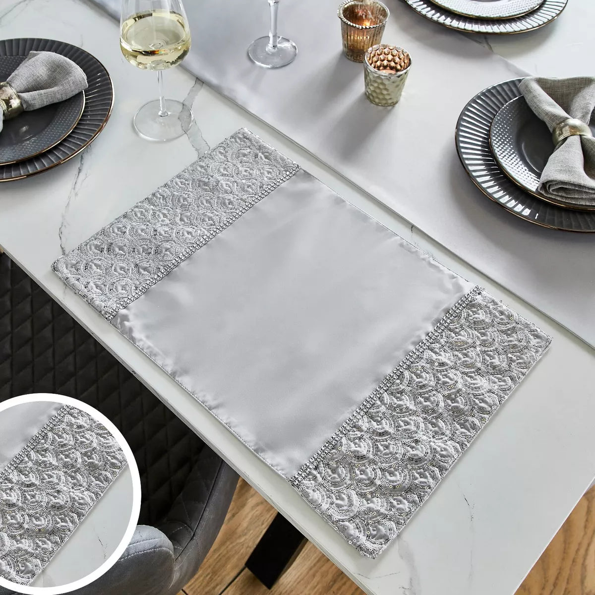 Catherine Lansfield Deco Sequin Dining Place Mat 4 Pack