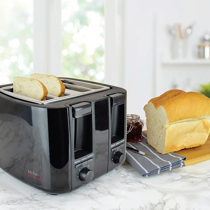 KitchenPerfected 4 Slice extra-wide slot Toaster - Black