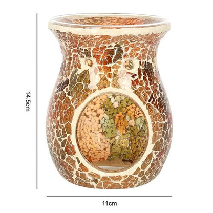Large Brown Crackle Oil Burner and Wax Warmer