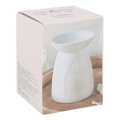 White Ceramic Buddha Face Oil Burner and Wax Warmer