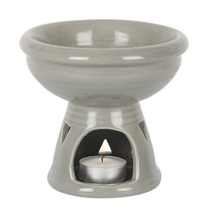Grey Deep Bowl Oil Burner and Wax Warmer