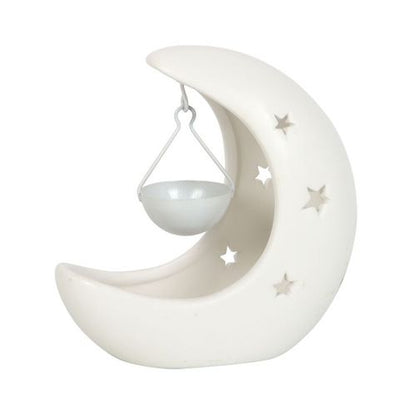 White Crescent Moon Hanging Oil Burner