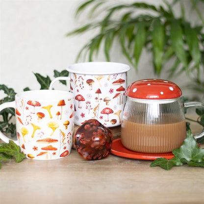 All Over Mushroom Print Enamel Mug