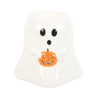 Ghost Shaped Oil Burner and Wax Warmer with Pumpkin