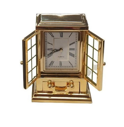 Miniature Clock Gold Plated Solid Brass IMP40 - CLEARANCE NEEDS RE-BATTERY