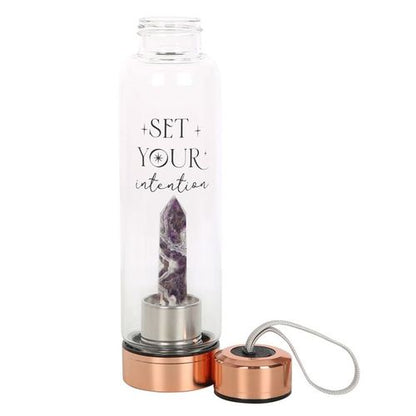 Amethyst Set Your Intention Glass Water Bottle