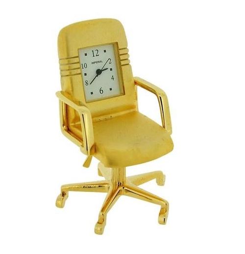 Miniature Clock Office Swivel Chair with Goldtone Plated Solid Brass IMP1047-  CLEARANCE NEEDS RE-BATTERY