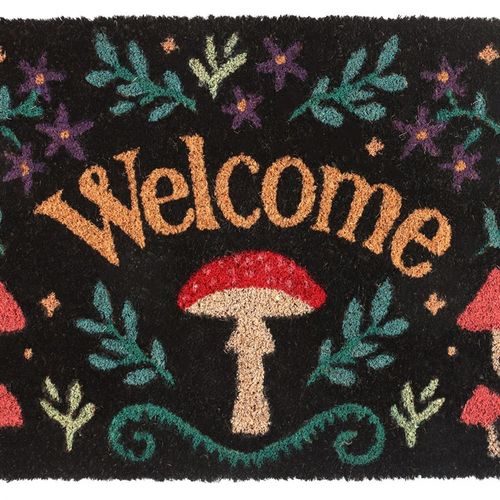 Black Mushroom Welcome Doormat