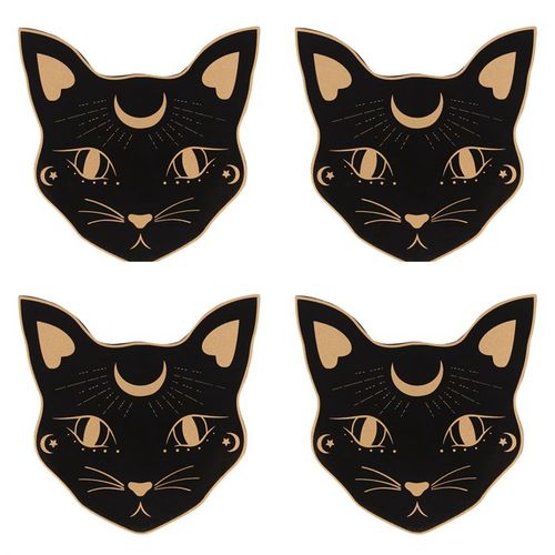 Mystic Mog Cat Face Coaster Set