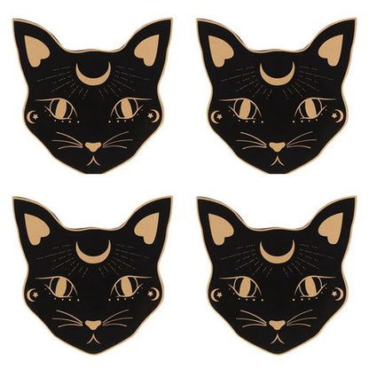 Mystic Mog Cat Face Coaster Set