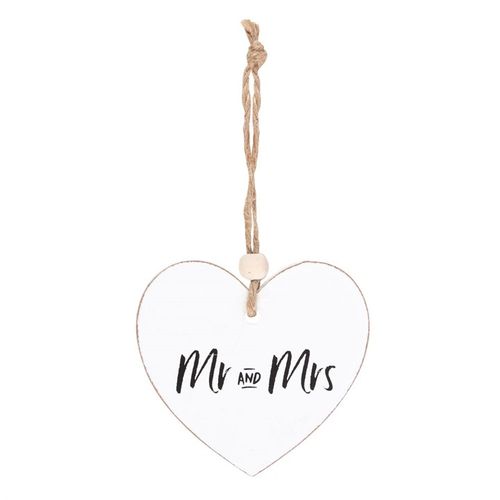 Mr and Mrs Hanging Heart Sentiment Sign