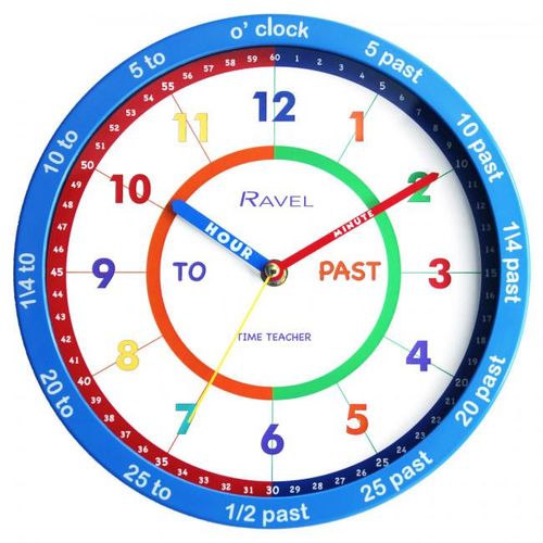 Ravel 25cm Time-Teacher Wall Clock - Blue R.KC.09