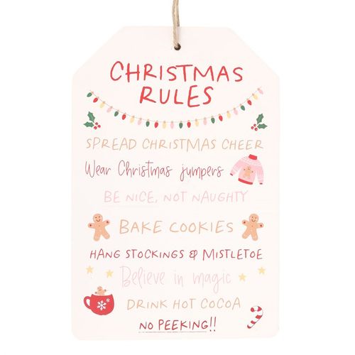 Sugarplum Fun Christmas Rules Hanging Sign