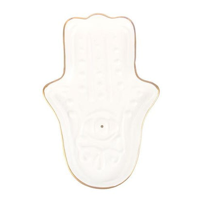 White Hamsa Hand Incense Stick Holder
