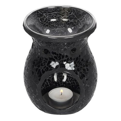 Large Black Crackle Oil Burner and Wax Warmer