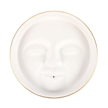 White Moon Face Incense Stick Holder