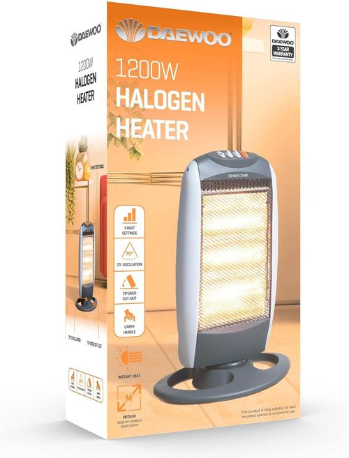 Daewoo 1200w Oscillating Halogen Heater HEA1416