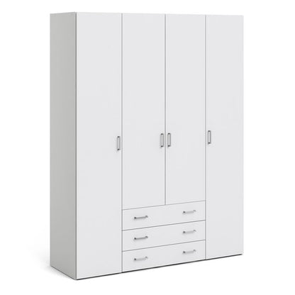 Space Wardrobe 4 Doors 3 Drawers in White 2001