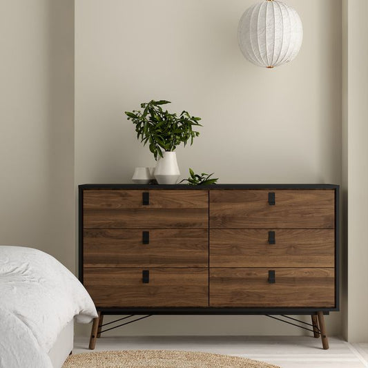 Ry Wide Double Chest of Drawers 6 Drawers