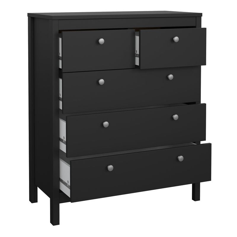 Madrid Package - Bedside Table 2 Drawers + Chest 5 Drawers + Wardrobe